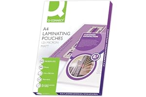 Q-Connect KF24055 - Fundas para plastificar (tamaño A4, mate, 125 micras, 100 unidades)
