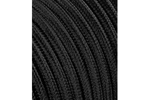 LaMorell LightDesign Câble électrique rond avec revêtement en tissu, couleur : noir. Section : 2 x 0,75 mm