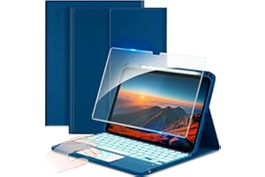 CACOE Funda con Teclado para iPad 11.ª Gen (A16) / 10.ª Generación (11/10.9 Pulgadas) 2025/2022, con Touchpad, Iluminación de 7 Colores, Magnético Desmontable Bluetooth, Azul Océano