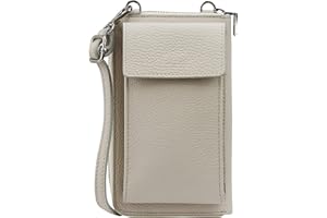 SH Leder Damska torba na telefon komórkowy torba na ramię portfel wielofunkcyjny worek z prawdziwej skóry regulowany pasek na ramię telefon komórkowy do 6,5 cala 11,50 x 19 cm Sarah G339