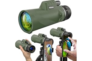 PURSUAL 12x50 High Power Monocular Telescope with Smartphone Holder & Tripod for Adults & Kids, Waterproof FMC HD Lens & Scope for Bird Watching, Camping, Hiking, Hunting, Concert, Wildlife, Travel