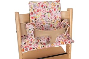 Babyline Fodera per cuscino per seggiolone Stokke. Compatibile con Stokke, Stokke Tripp Trapp, Trip Trap Stokke, Stokke Trona Evolutiva e Stokke Seggiolone (Love Rosa)