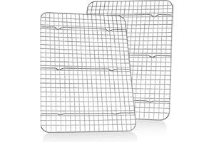 Joyfair Lot de 2 grilles de Refroidissement, en Acier Inoxydable, Grandes grilles de Cuisson rectangulaires pour Cuisson/Refroidissement/friture/grillade, 42 x 29 x 2cm, saines et inoxydables