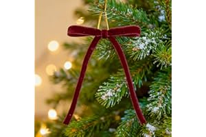 G2PLUS Burgundy Velvet Bows: 24Pcs Velvet Ribbon Bows for Christmas Tree, Gift Wrapping, Home, Christmas Party Decor(13x18CM)