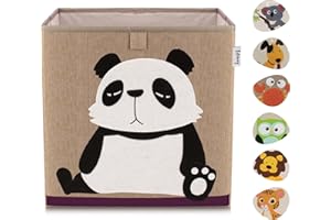 LIFENEY Aufbewahrungsbox Kinder mit Panda Motiv I Spielzeugbox mit Tiermotiv passend für Würfelregale I Ordnungsbox für das Kinderzimmer I Aufbewahrungskorb Kinder