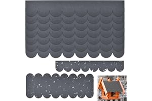 Byfoyif 50 Pcs Petite Bardeau Bitumé Toiture et 3 Pcs Grand Feutre de Toiture, Bardeau de Toit Auto-Adhésif, Feutre Couverture Toitures, pour Nichoir Clapier Niche Boîte aux Lettre, 29.5x11cm/29.5x5cm