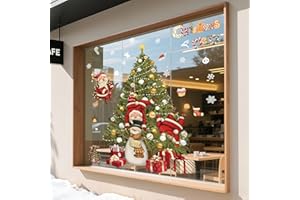 Hianjoo Duże świąteczne naklejki na okna, szklana ekspozycja świąteczna na okno do sklepu zakupowego