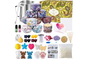 UCAMP Kit per Realizzare Candele,Kit per Candele Fai da Te per Fabbricazione Candele Profumate per Principianti Candele Kit,tra 10 Cui Lattine per Candele,Stoppini,Pentola