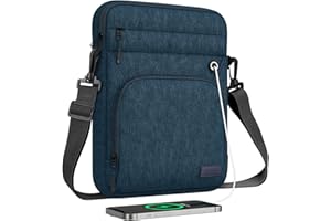 MoKo Housse de Tablette 12.9" Compatible avec iPad Pro 12.9 M2 2022/2021/2020/2018, Galaxy Tab S9/S8 Plus 12.4" 2023/2022, Sac de Transport avec Bandoulière Port Casque, Indigo