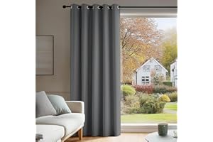 Deconovo Front Door Curtain Thermal Insulated Energy Efficient Eyelet Blackout Curtains for Bedroom Living Room 66 x 84 Inch Drop Light Grey 2 Panels