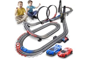 DIOJU Car Track Toy Set for Kids - Battery or Electric High-Speed 1:64 Scale Car Race Track Toys with 2 Controllers & 2 Slot Cars - Birthday Gift for Boys Girls Children Age 3 4 5 6 7 8 9 10 11 12 Years Old