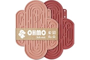 OHMO Licky Mats for Dogs and Cats 2 Pcs Cactus Silicone Lick Mats with Suction Cups for Pet Anxiety Relief, Dog Slow Feeding(Coral&Mars)