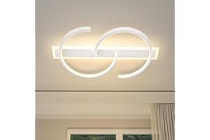 LUOLONG LED Ceiling Light dimmable Ceiling lamp Black Living Room lamp 45W with Remote Control 2-Ring Circle Ceiling Light Bedroom lamp Study Office Modern led Ceiling lighting-50cm White