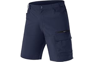 TACVASEN Men's Cargo Shorts Quick Dry Elasticated Waist Work Shorts for Outdoor Hiking with Zip Pockets