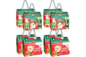 wordmouk Set Scatole per Regalo Natale in Carta Grandi Rossa 8 Pezzi Scatola Scatoline Natalizie Confezione Regalo per Biscotti Dolci Caramelle Cioccolatini Sacchetti Cartone Natalizi per Regali