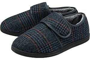 NorthSole Mens Slippers Easy Close Rip Tape Fastening Diabetic Orthopaedic Comfy Memory Foam Sizes 7-12