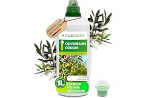 Purgrün® Olivenbaum-Dünger 1 Liter – Organisch-mineralische Rezeptur – Premium-Flüssigdünger mit Spurennährstoffen – NPK 8+8+6 – Für gesundes Wachstum & aromatische Oliven – Mit Guano & Aqua Plus