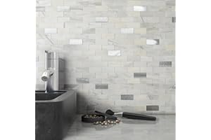 ‎BENICE BeNice Marmorfliesen-Sticker sind ideal für die Renovierung von Küchen, Bädern, Toiletten und mehr. Fliesenmuster Umgestaltungsplatte Hitzebeständig Wasserdicht DIY Wandfliesen(Hellgrau,10Stücke)