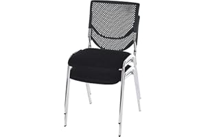 ‎MENDLER Mendler 2er-Set Besucherstuhl T401, Konferenzstuhl stapelbar, Stoff/Textil - Sitz schwarz, Füße Chrom