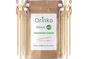 ORINKO - 10 Pulitori Orecchie Giapponesi in Bambù - Cura-Orecchie Ecologici e Riutilizzabili in Sostituzione dei Cotton Fioc - Zero Rifiuti [Soddisfatti o Rimborsati A VITA]