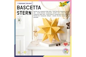 ‎FOLIA folia 820/2020 - Bastelset Bascetta Stern, Transparent rot, 20 x 20 cm, 32 Blatt, fertige Größe des Papiersterns ca. 30 cm, mit ausführlicher Anleitung - ideal zur zeitlosen Dekoration