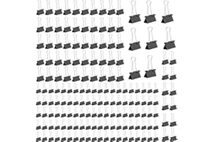 SZEBISOA 170 piezas pinzas papeleria en 15/19/25/32 mm, clips oficina resistentes, pinzas metálicas, material oficina ideal para escuela y hogar (Negro)
