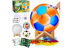 DIY-LAOESE Kit de Lámpara de Pelota de Fútbol, Lámpara para Pintar con Soporte de Madera, Manualidades para Niños, Juguetes y Juegos Creativos, Regalos de Cumpleaños y Navidad para Niños de 3 a 12 Años