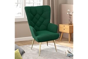‎HAWTHYHOME Hawthyhome eleganter Sessel polsterstuhl Ohnzimmer Sessel Schminktisch Stuhl mit Metall Beinen fürs Wohnzimmer/SchlafzimmerBis 150 KG belastbar Grün