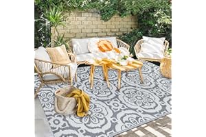 Capslpad Tappeto da esterno 120 x 180 cm, reversibile, in plastica, impermeabile, per patio, campeggio, camper, interni ed esterni, per portico, balcone, terrazza, picnic, spiaggia, terrazza,