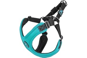 Gooby Uprząż sportowa Escape Free - turkusowa, mała - bez zadławienia, opatentowana neoprenowa uprząż dla małego psa, czteropunktowa regulacja - idealne szelki dla średnich psów, bez ciągnięcia i