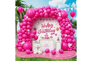 ROXISTAR Palloncini Rosa, 143 Pezzi Dimensioni Diverse Rosa Fucsia Opachi Arco Palloncini Kit per Ragazze Donne Festa di Compleanno Matrimonio Bridal Baby Shower Fidanzamento Anniversario San Valentino Decors