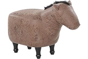 ‎BELIANI Beliani Hocker für Kinder in Pferdeform braun Lederoptik Horse