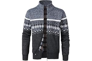 MeiLayM Uomo Autunno Inverno Cardigans Cerniera Intera Giacca Maglione Maglia Manica Lunga Cardigan Cappotto Foderato in Pile Caldo Maglione Cardigan Felpa Camicia Felpa