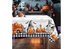 Arquiel Nappe de Table Halloween Rectangulaire, Nappes Citrouille Camion Nappe Antitache Imperméable Lavable pour La Cuisine Manger de Fête Salon Festival (Chauve, 152×213cm)
