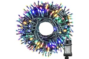 ISHABAO 20 m, lampki choinkowe, 200 diod LED, lampki choinkowe, kolorowe lampki choinkowe, do użytku wewnątrz i na zewnątrz, idealne na choinkę, balkon (zielony kabel)