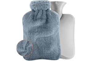 JOIENDY Borsa Acqua Calda,2L Borsa Dell'acqua Calda con PVC Boule Acqua Calda a Prova di Perdite e Copertura Peluche Morbida, Bottiglia di Gomma per Mano Piede Vita Caldo, Crampi e Sollievo Dal Dolore