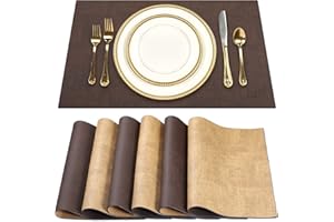 SUEH DESIGN Manteles Individuales de Cuero Juego de 6 Mantel Individual de PU Moderno Lavables Resistente al Calor Impermeable para Mesa de Comedor de Cocina Hoteles Restaurante 43cm x 31cm