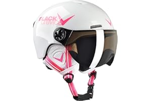 BLACK CREVICE Kids Ski Helmet Leogang I Casque de Ski avec visière Style Pilote différentes Couleurs I Casque de Snowboard pour garçons & Filles I Casque de Ski Respirant I Taille réglable