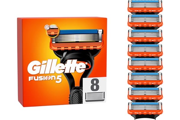 Gillette Fusion 5 Cuchillas de Afeitar Hombre, Paquete de 8 Cuchillas de Recambio (el embalaje puede variar)