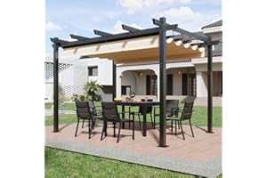 Devoko Gazebo Pergola 3x4,Gazebo Esterno Resistente,Pergolato da Giardino UV50+,Pergola Bioclimatica per Arredo Giardino Terrazzo,Beige