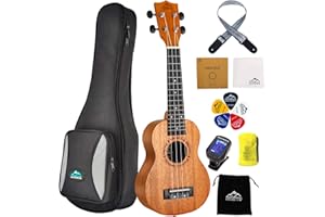 Eastrock Soprano Ukulélé pour Débutants Adulte, 21'' Hawaïen Yukulele Sapele,Soprano Ukulele avec housse, Ukulélé Kit avec Aquila Cordes Accordeur Médiator Sangle （21'' Sapele）