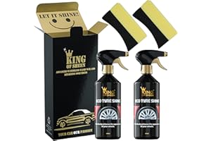 King of Sheen Eco Tyre Shine Twin Pack, 2 x Tyre Black and 2 x Applicator Sponge, Effortlessly Enhance the Appearance of your Wheels. 500ml Bottles