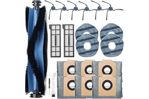 BLUEARKS 21Pcs X10 Pro Omni Replacement Parts Kit for Eufy X10 Pro Omni Robot Vacuum Accessories, 1 Main Roller Brush, 6 Dust Bags 6 Side Brushes 2 Hepa Filters 4 Mop Pads 1 Screwdriver 1 Clean tool