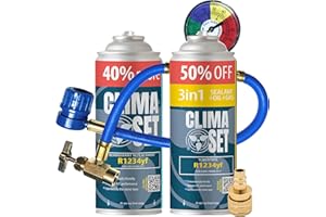 ClimaSet 1x 3in1 + 1x R1234yf Kältemittel Ersatzgas - Kühlmittel Klima Auto mit Klima Dichtmittel und Öl - 2x235g Auto Klimaanlage Nachfüllset - Klimaanlage Wohnmobil - Klimaanlage Schlauch