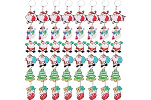 Rebanky 48 Piezas Santa Claus Llavero Navideño de PVC Papá Llaveros Noelmuñeco de Nieve Árbol de Navidad Decorativos llaveros de Navidad (6 Estilos)