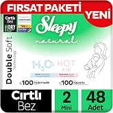 Sleepy Natural Double Soft Fırsat Paketi Bebek Bezi 2 Numara Mini 48 Adet