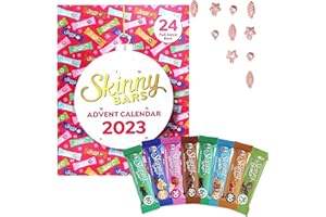 ACL STORES Skinny Bars Advent Calendar 2024-24 Days Countdown To Christmas With 8 Delicious Skinny Bars Healthy Snack Bars - Low Calorie Snacks - Bars Advent Calendar for Women, Men With ACLstore Gift Tag