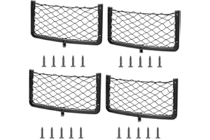 SELLINER 4 Pack Large ABS Plastic Frame Car Storage Net,Stretch Mesh Net Pocket, Storage Nets for Campervans,Car Storage Bag with Screws for Secure Fit in Boat, RV, Camper, Auto(14 .2 x 7.1 Inch)