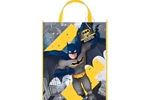 Unique Party 77532 duża plastikowa torba na imprezę z batmanem, 33 cm x 28 cm