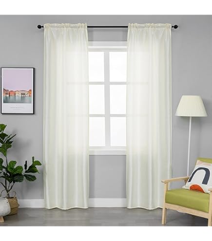 Coppia Tende Itaca In Simil Lino - 55x130 Cm, Bianco, Con Tasca E Passanti Nascosti - Foto 7